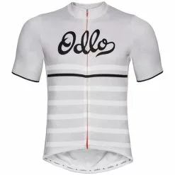 Odlo Stand-Up Collar S/S Full Zip Men -pyöräkauppa 45203 1 whitemelangeretro