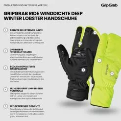Gripgrab Ride Windproof Deep Winter Lobster Gloves -pyöräkauppa 74578 2 yellowhivis