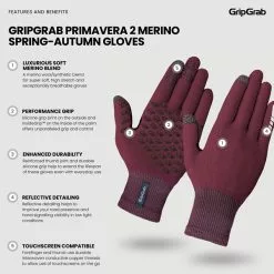 Gripgrab Primavera Merino Midseason Gloves 2 -pyöräkauppa 74586 2 darkred