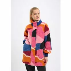KnowledgeCotton Apparel Oversized Printed Teddy Zip - Grs/Vegan -pyöräkauppa 77006 5 pinkmulti