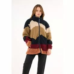 Knowledgecotton Apparel Teddy Printed High Neck Zip Jacket - Grs/Vegan -pyöräkauppa 77021 3 blackmulti