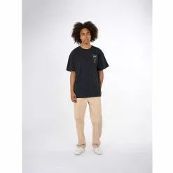 Knowledgecotton Apparel Loose Camp Front Print T-Shirt - Gots -pyöräkauppa 78204 2 blackjet