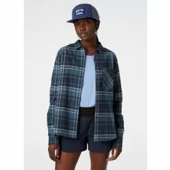 Helly Hansen W Lokka Organic Flannel LS Sht -pyöräkauppa 79143 3 navyplaid